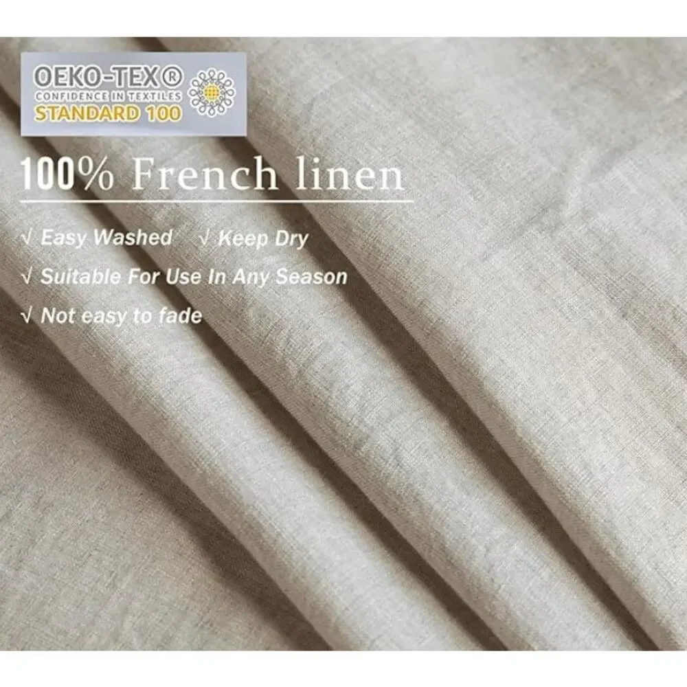 Linen Duvet Cover Set, Bedding with Zipper Closure-Oversized King, Natural Linen